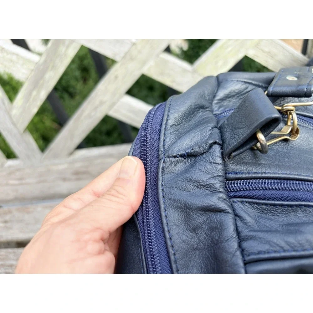 Vintage Top Grain Mexican Blue Leather Duffel Bag 20